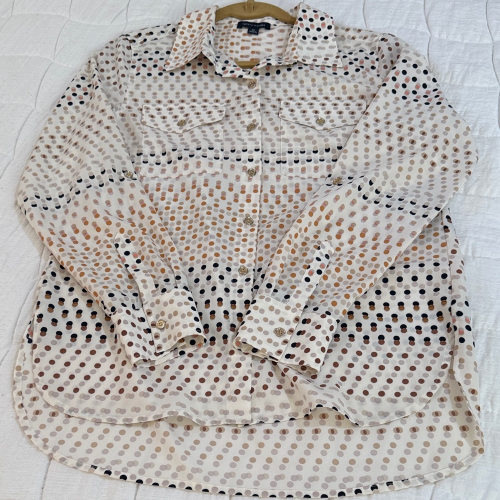 Tommy Hilfiger Multicolor Polka Dot Button Down Blouse